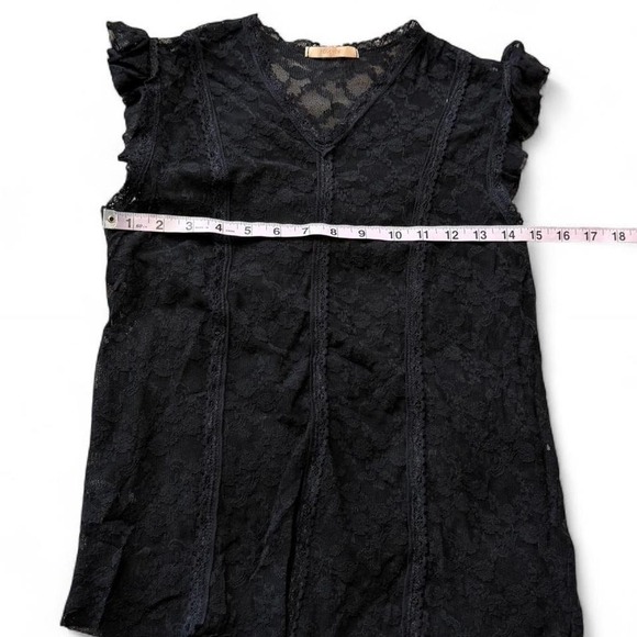 Vintage Y2K Forever 21 Black Sheer Floral Lace Top, Women's Size M - Picture 7 of 8